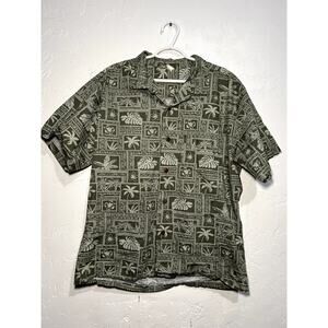 Mens hawaiian tropical camp button down shirt large outdoors hiking casual retro